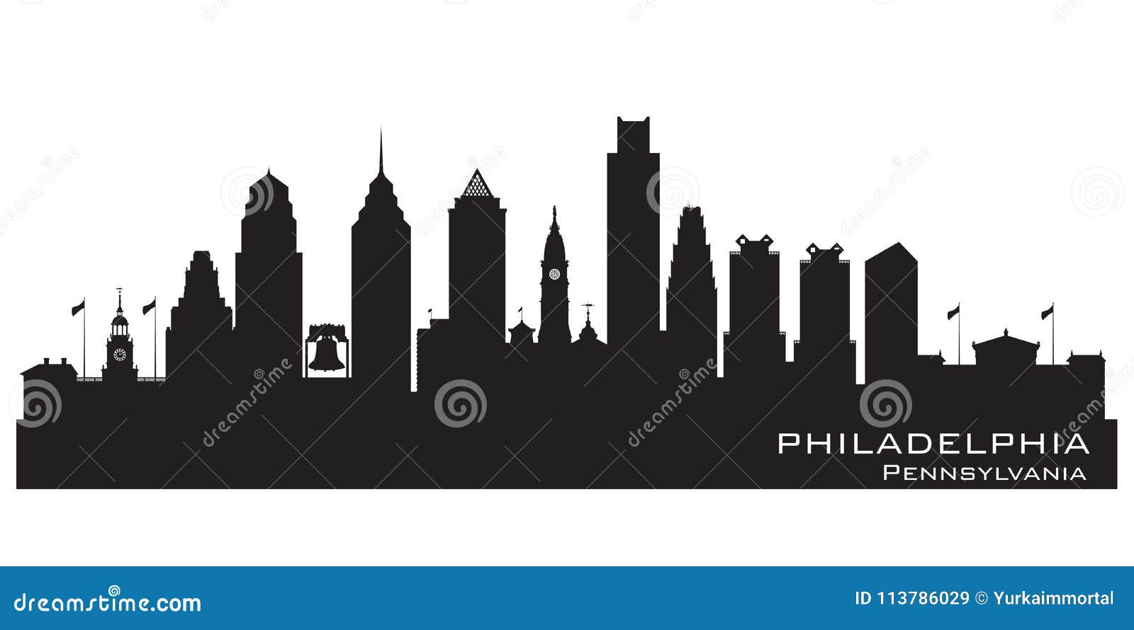 philadelphia pennsylvania city skyline  silhouette