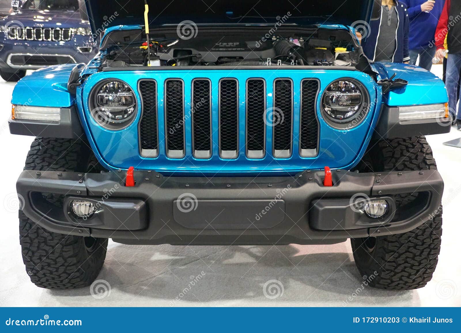 Philadelphia Pennsylvania U S A February 9 The Front View Of The Jeep Wrangler Unlimited Rubicon 4x4 Blue Color Editorial Stock Photo Image Of Brand Design