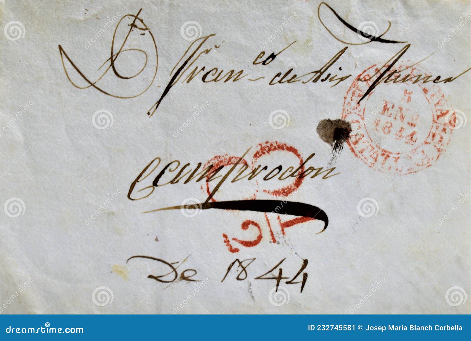 old letter without stamp and with postage.