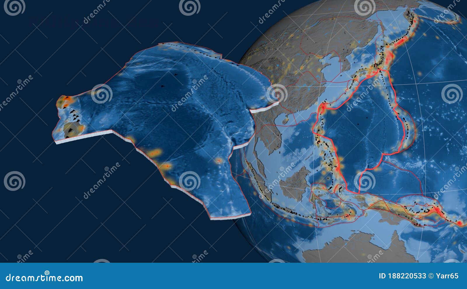 Philippine Sea Plate Presented - Topo and Bathy Stock Illustration - Illustration of rendering 