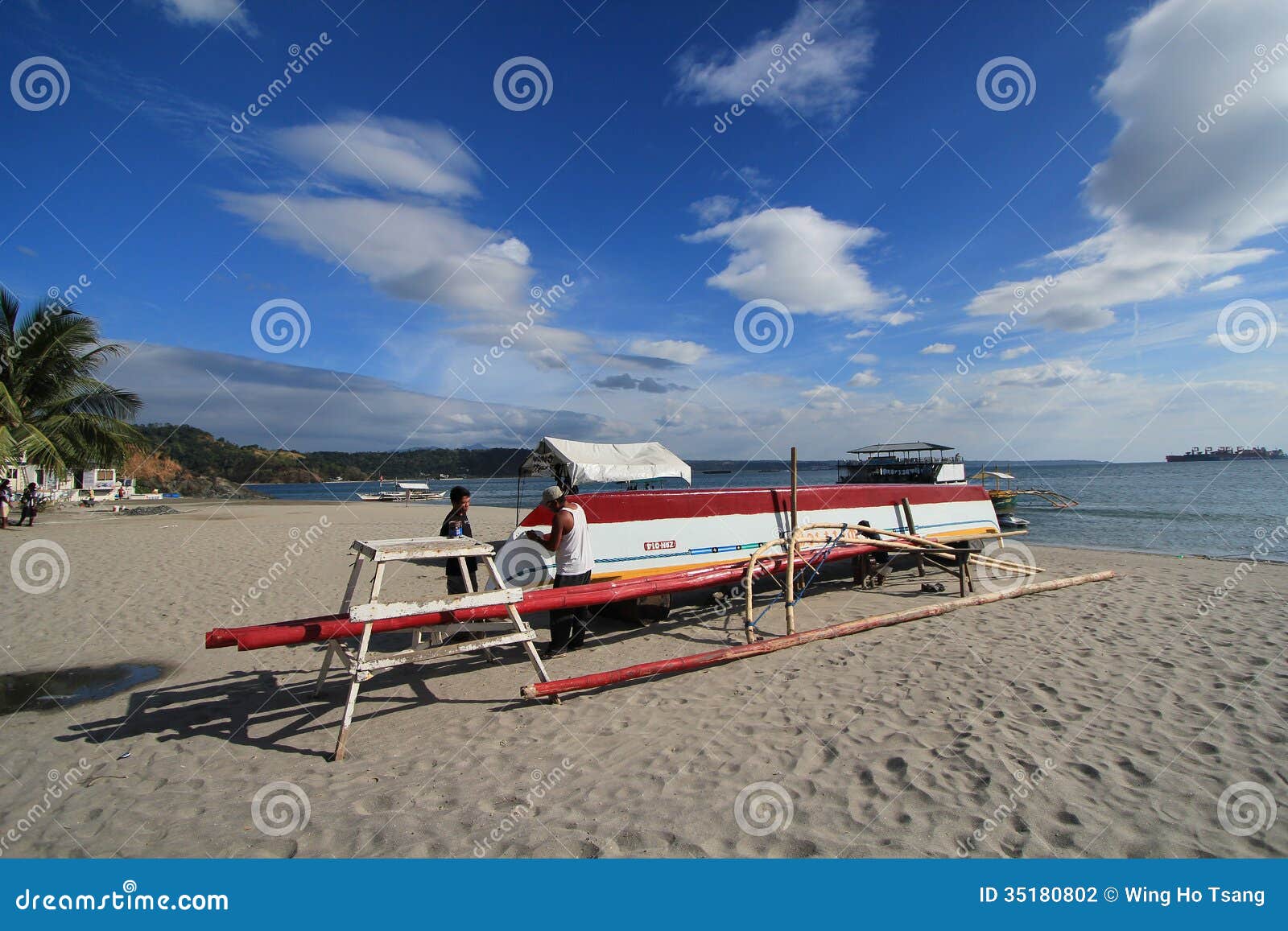 Philippines Fishing Boat In Subic Beach Editorial Photography - Image 