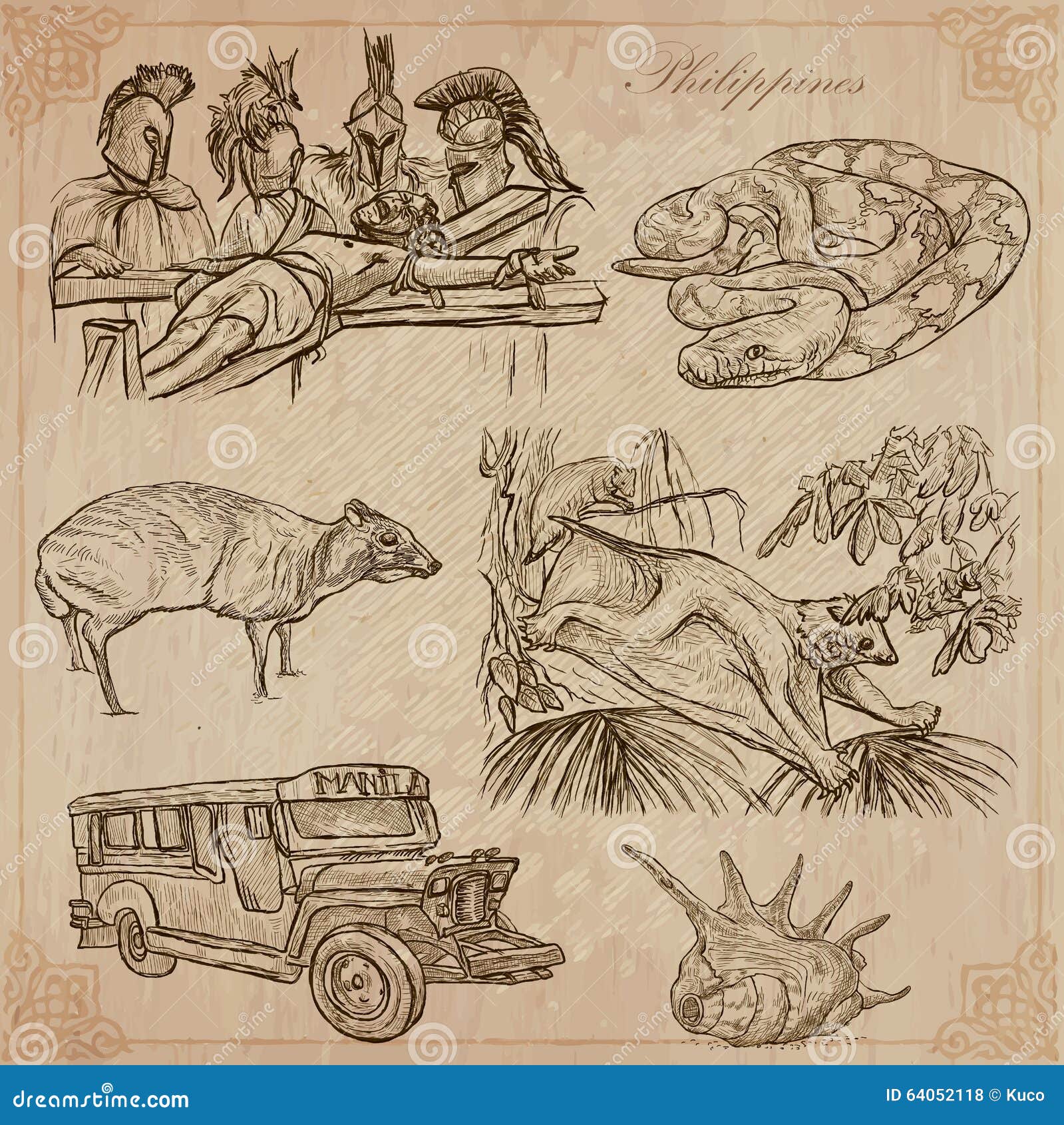 Philippines - an Hand Drawn Vector Pack Stock Vector - Illustration of