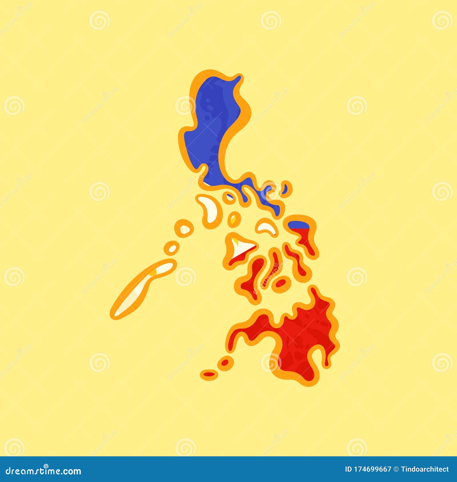 philippines - map colored with philippine flag