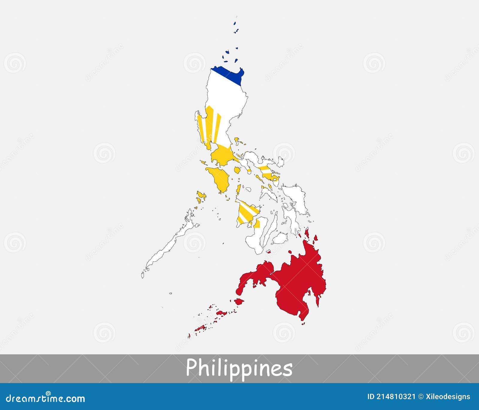 Philippines Flag Map. Map of the Republic of the Philippines with the ...