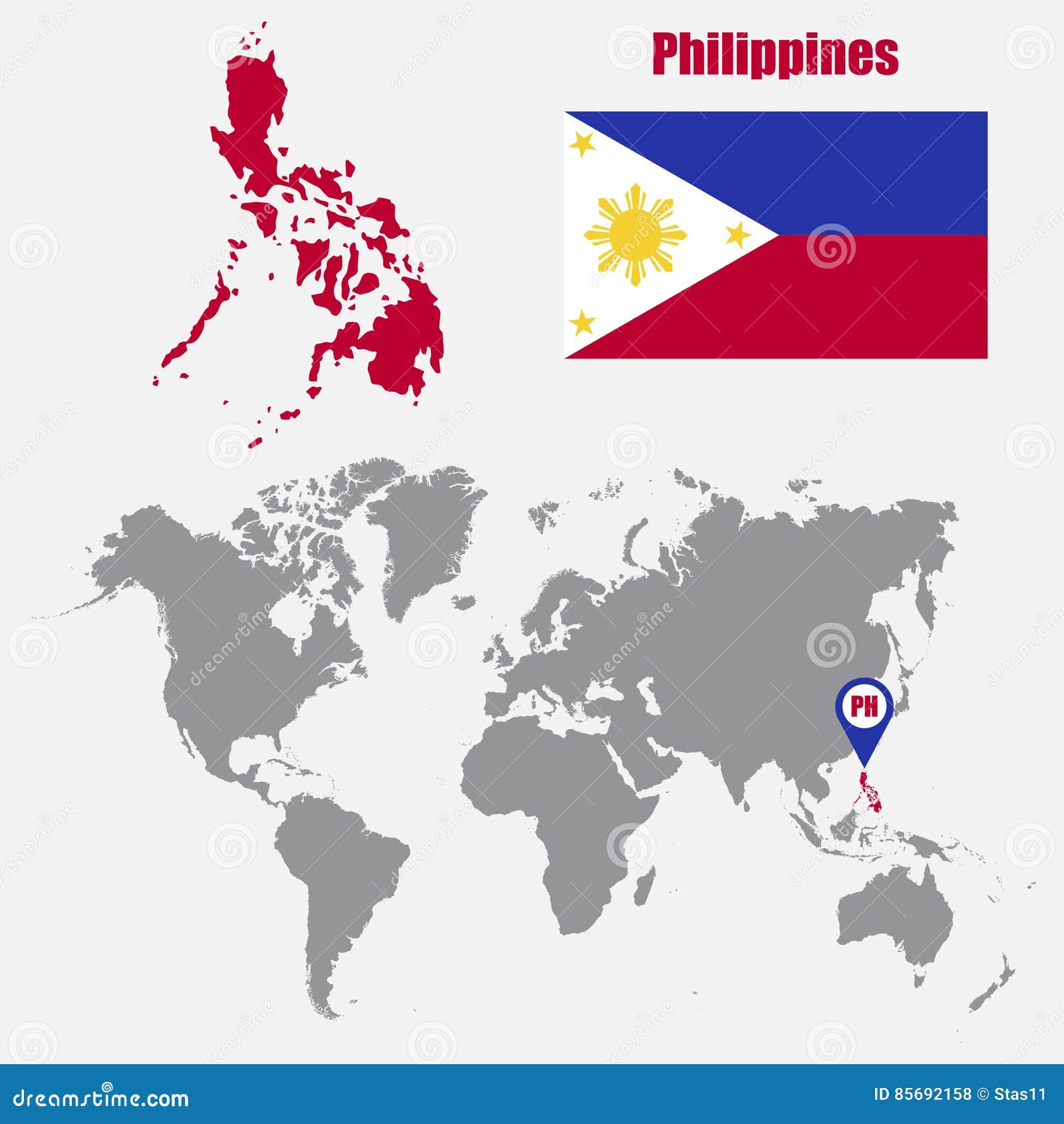 Philippines Map A World Map With Flag And Map Pointer