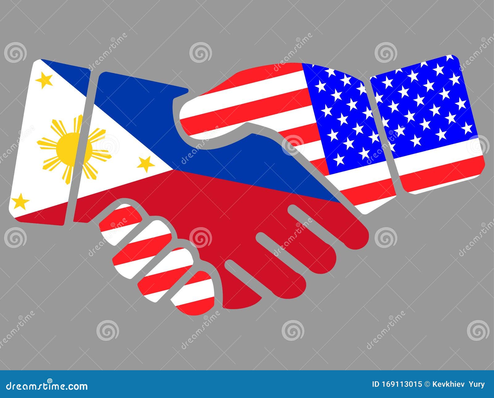Philippines and USA Flags Handshake Vector Stock Vector Illustration