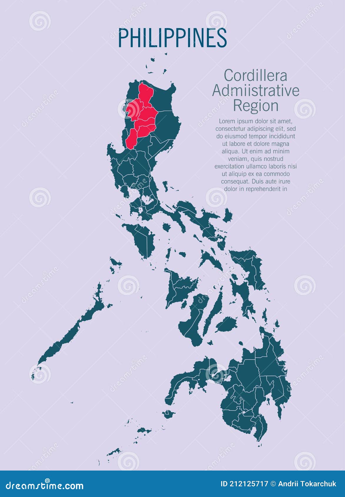 Cordillera Map Of The Philippines With Philippine National Flag Vector