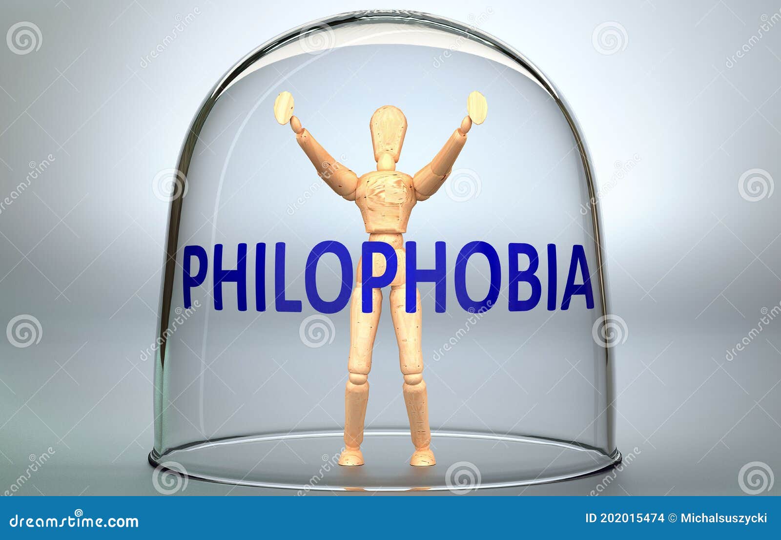 philophobia can separate a person from the world and lock in an isolation that limits - pictured as a human figure locked inside a