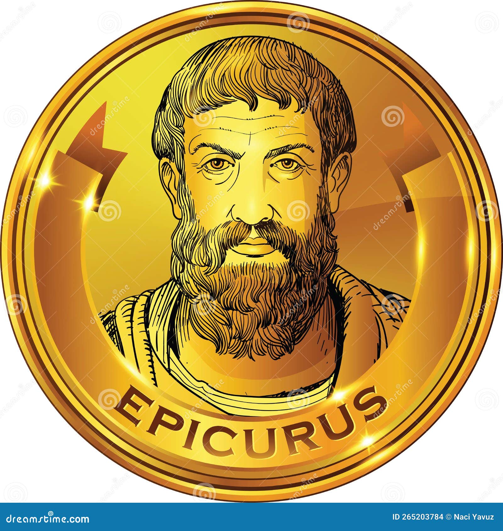 philosopher epicurus golden style portrait