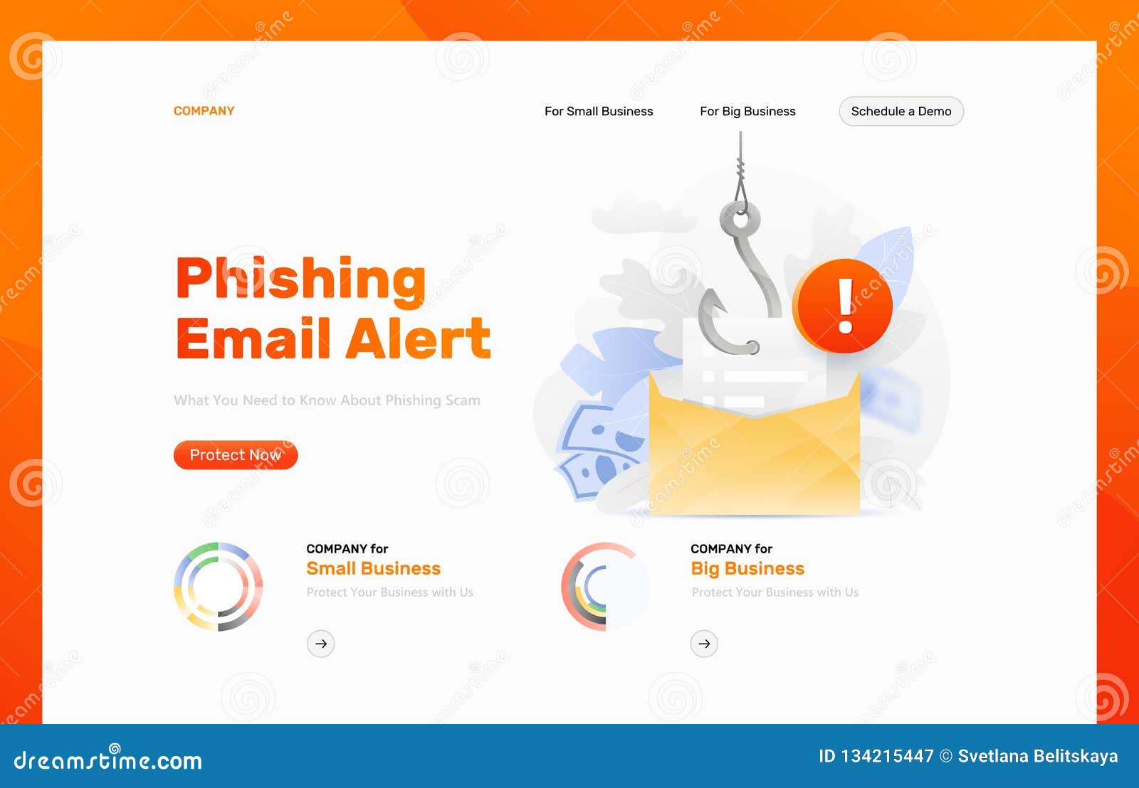 Phishing Email Alert Design Template Cartoon Vector