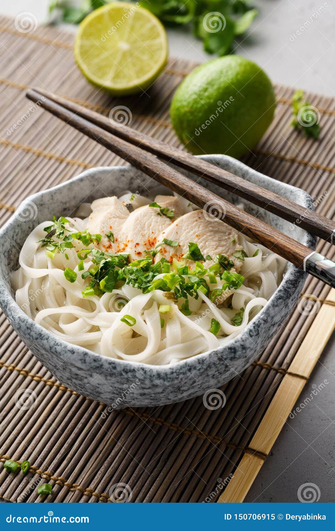 Pho Ga, Vietnamese Chicken Rice Noodle Soup Stock Image - Image of ...