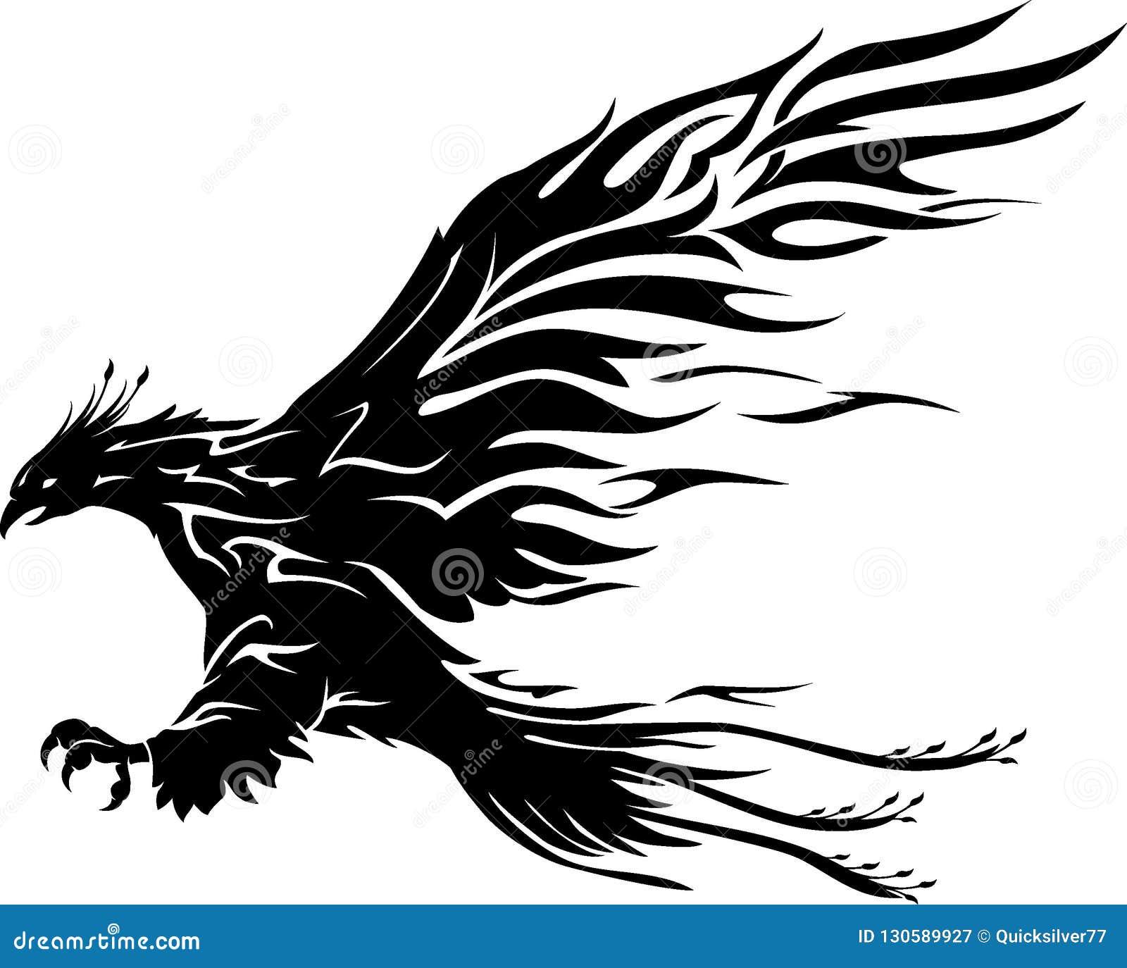 Phoenix, Flaming Mythical Firebird Vector Illustration On A White