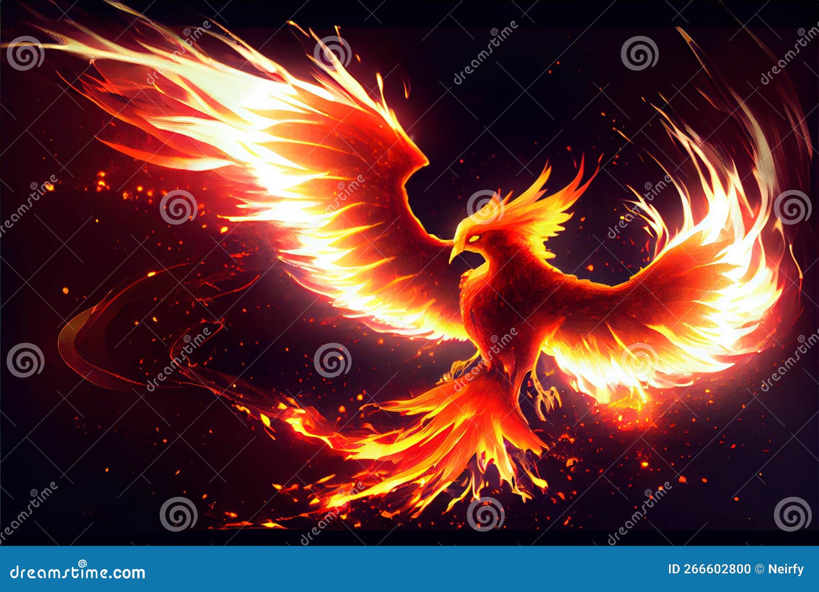 Phoenix, bird made of fire stock illustration. Illustration of ...