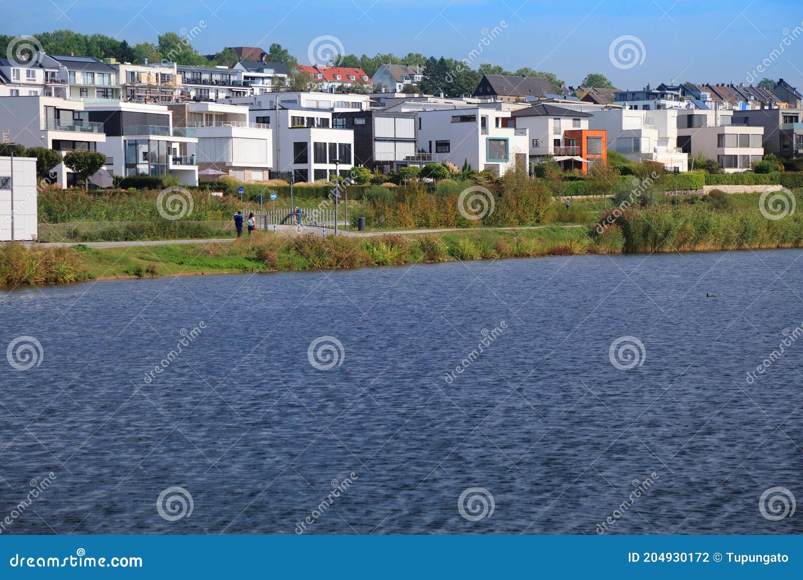 Phoenix Lake in Hoerde, Dortmund Stock Photo Image of houses, homes