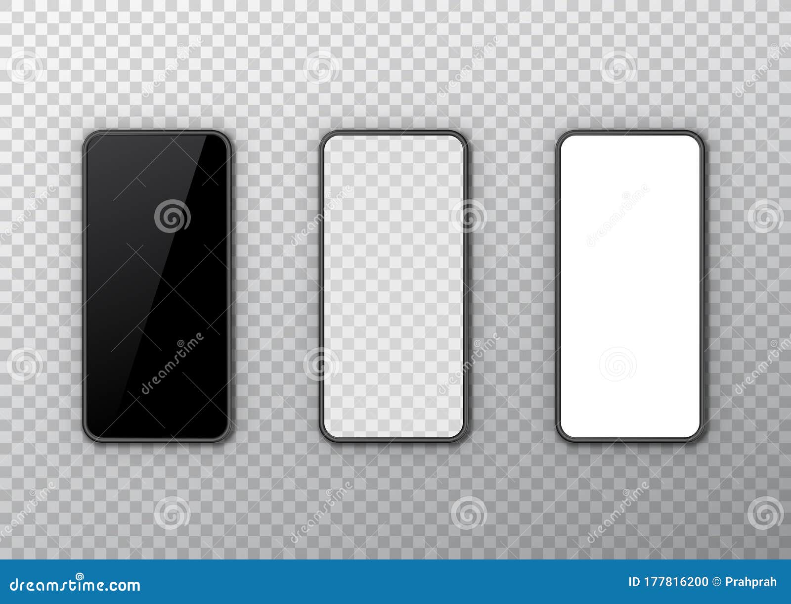 Phone Black, White and Transparent Display Set Stock Vector