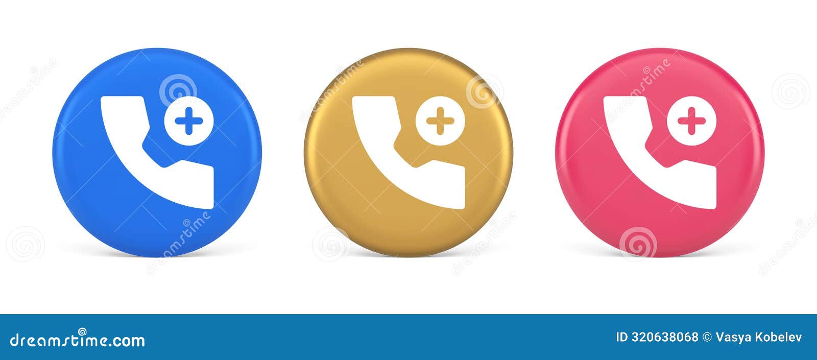 phone call add contact communication button voice conversation web interface app 3d circle icon