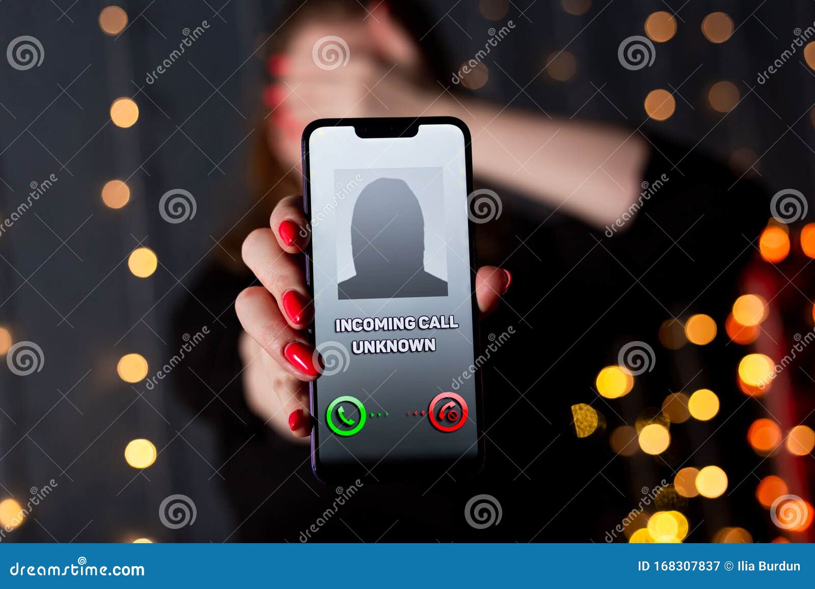 phone call scam prank unknown caller fraud scammer stranger phishing smartphone concept number answering woman mobile