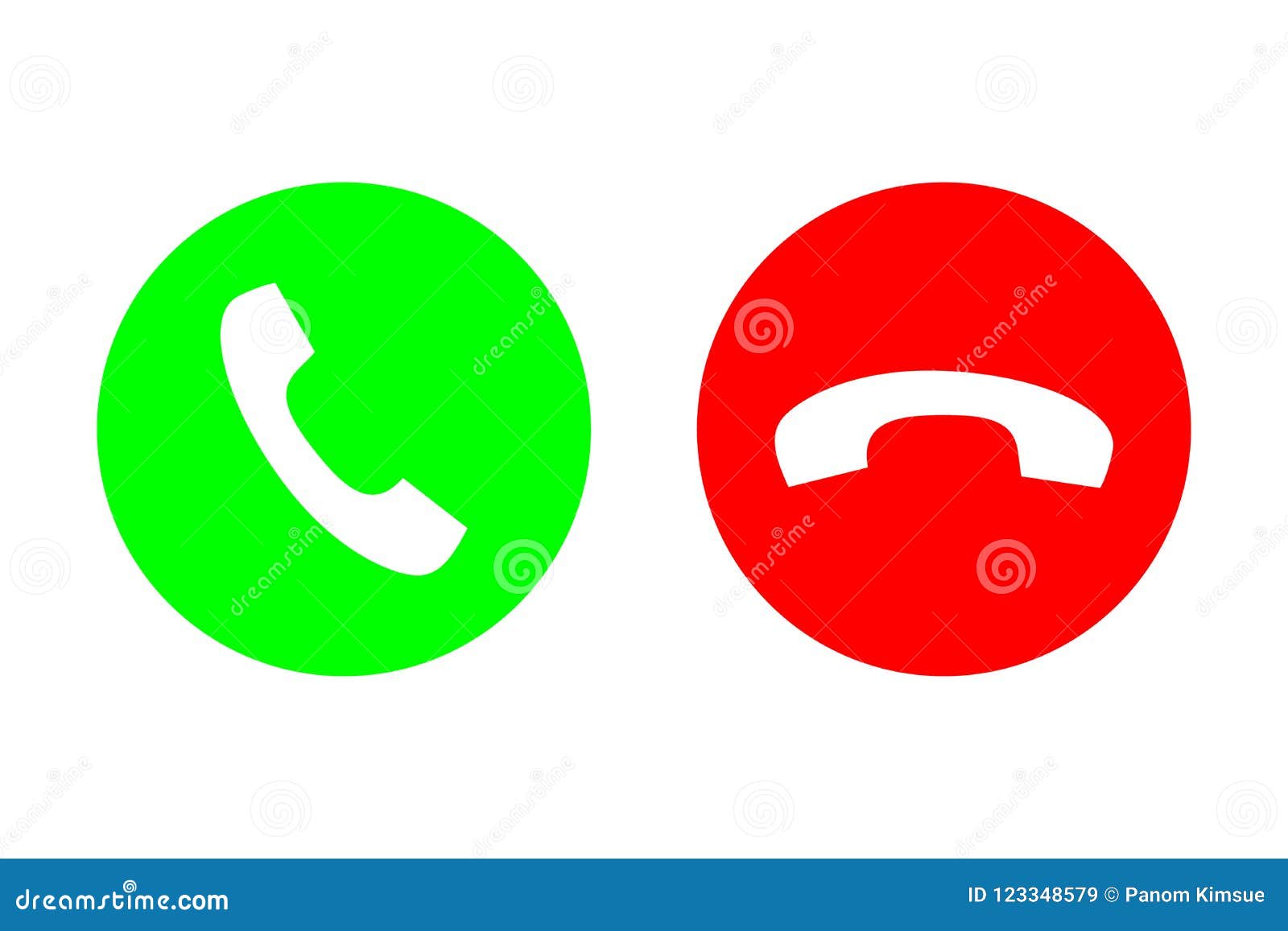 phone call  flat icon set with green call out or answer button and red hang up or decline button.  for website, mobile