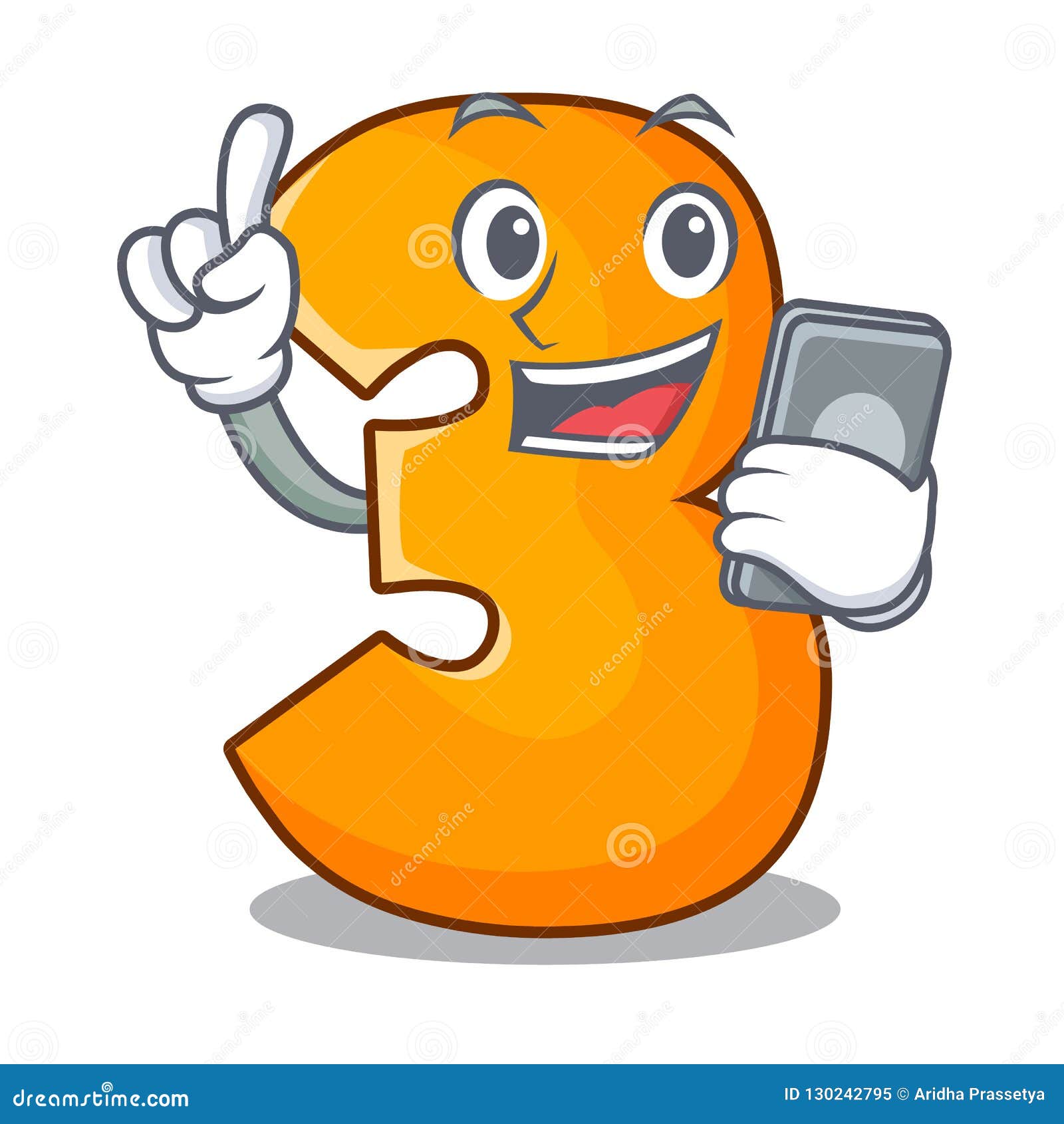 With Phone Character Paper Cut Number Three Letter Stock