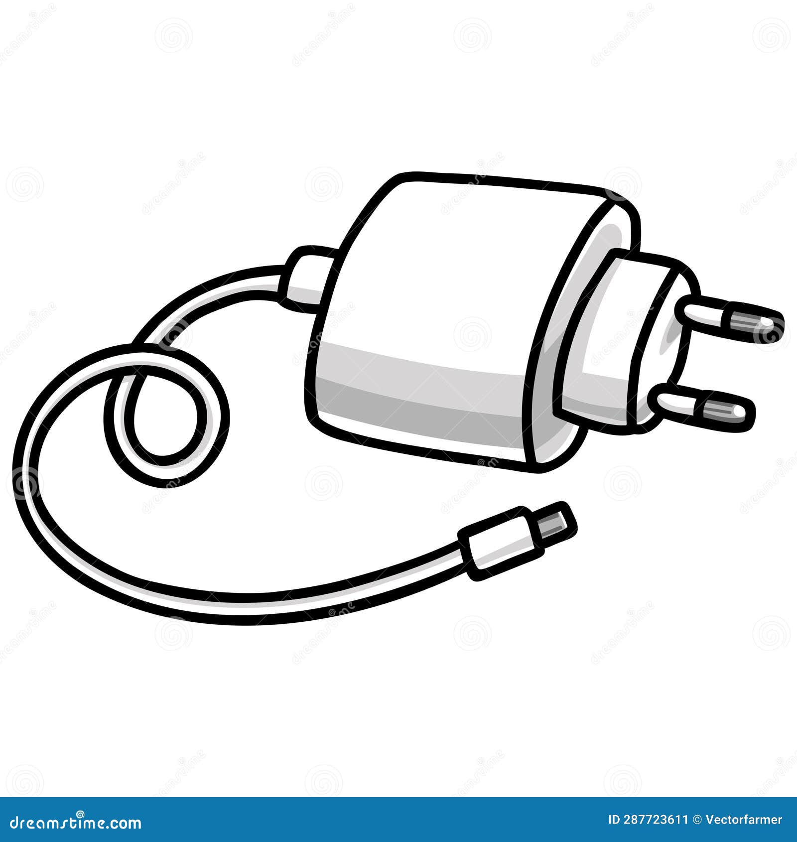 Phone Charger Adapter Doodle Drawing Vector Illustration Stock Vector
