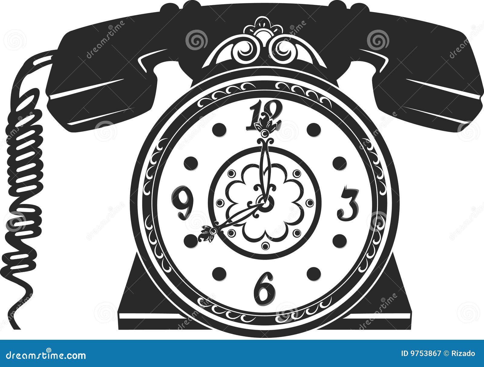 Phone and clock stock vector. Illustration of background 9753867