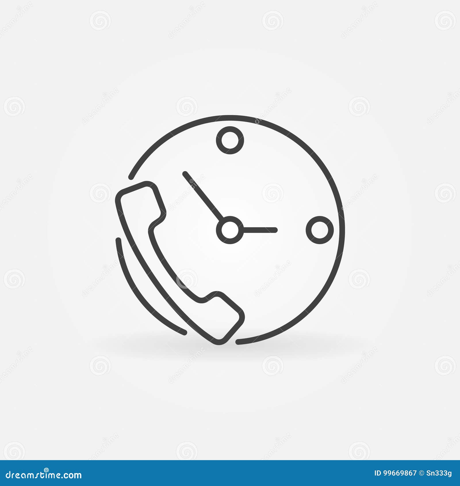 Phone and Clock Vector Concept Icon in Thin Line Style Stock Vector