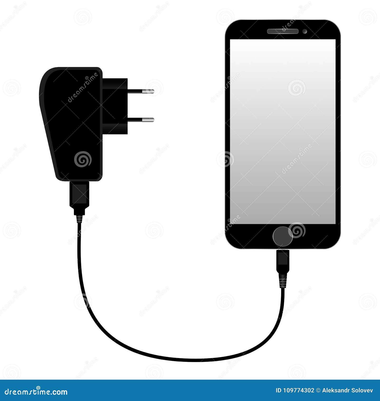 Phone and charger stock vector. Illustration of digital - 109774302