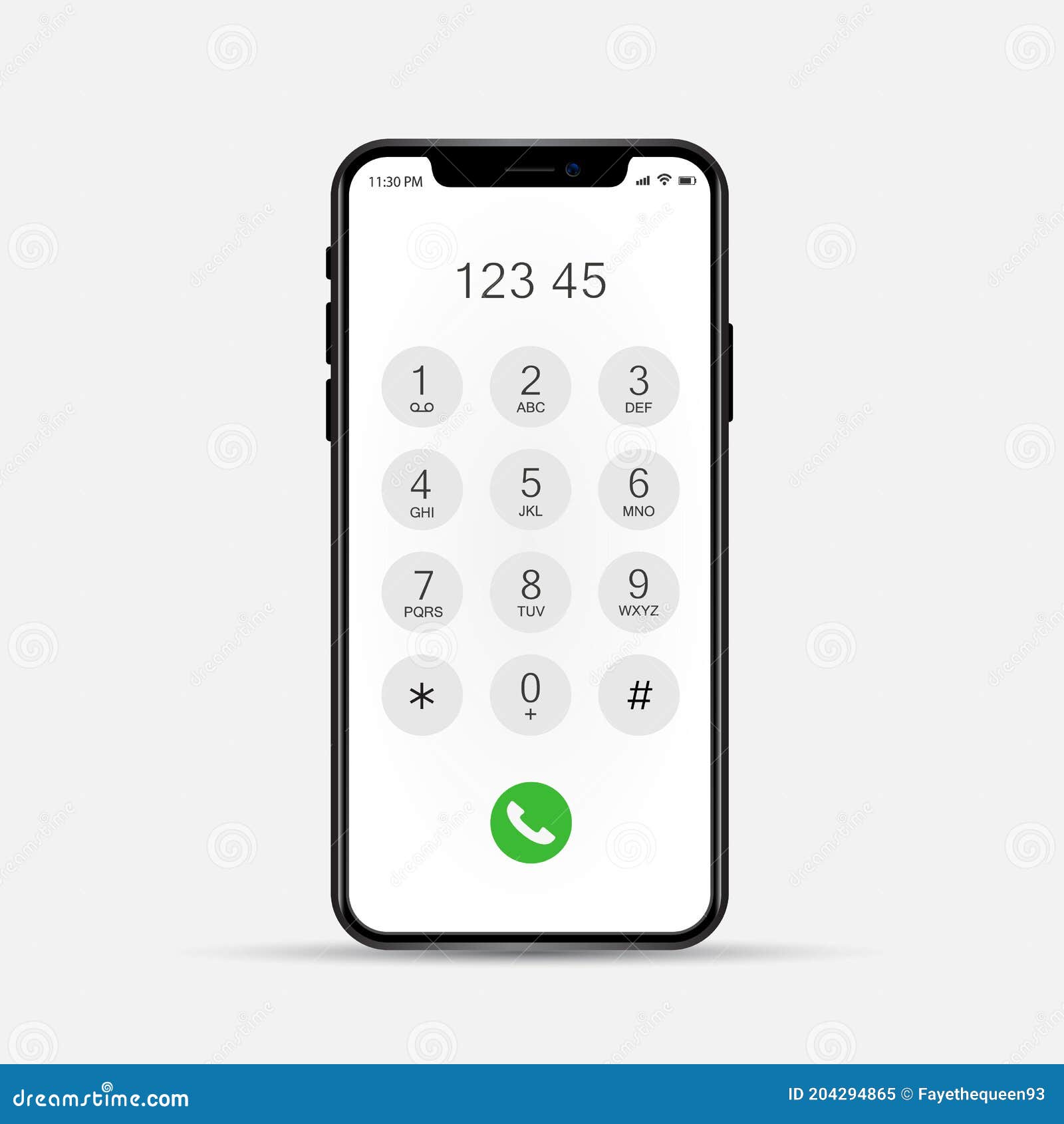 phone dial screen. display keypad with numberst for mobile phone.