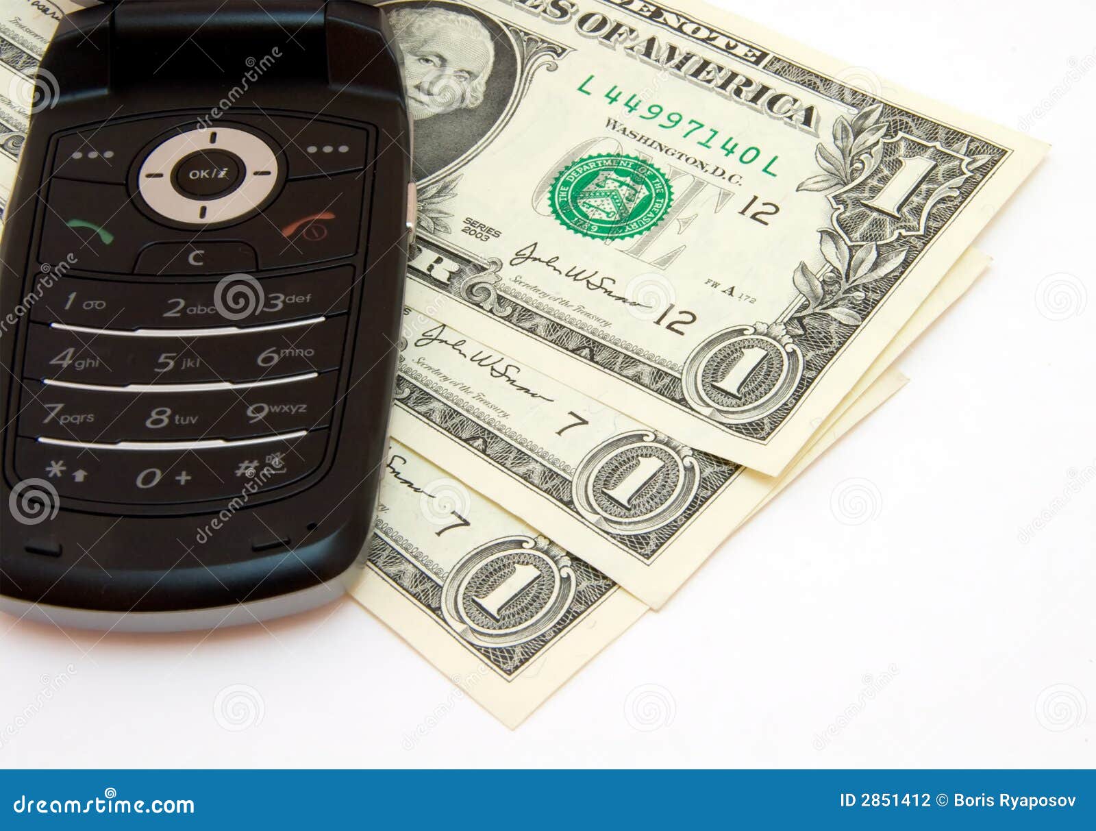 Phone and dollars stock photo. Image of american, currencies 2851412