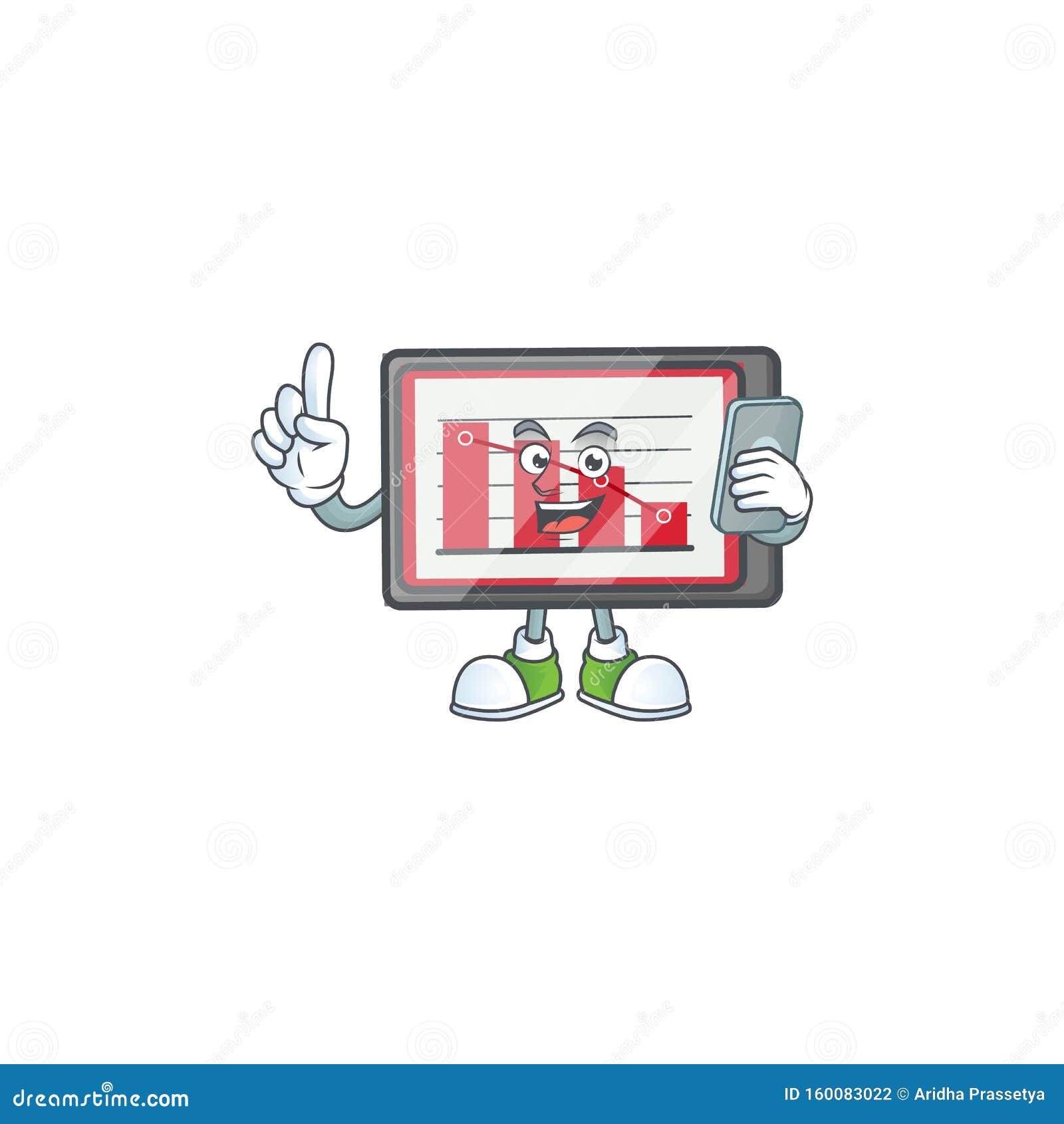 With Phone Down Chart Horizontal Table with Mascot Stock Vector