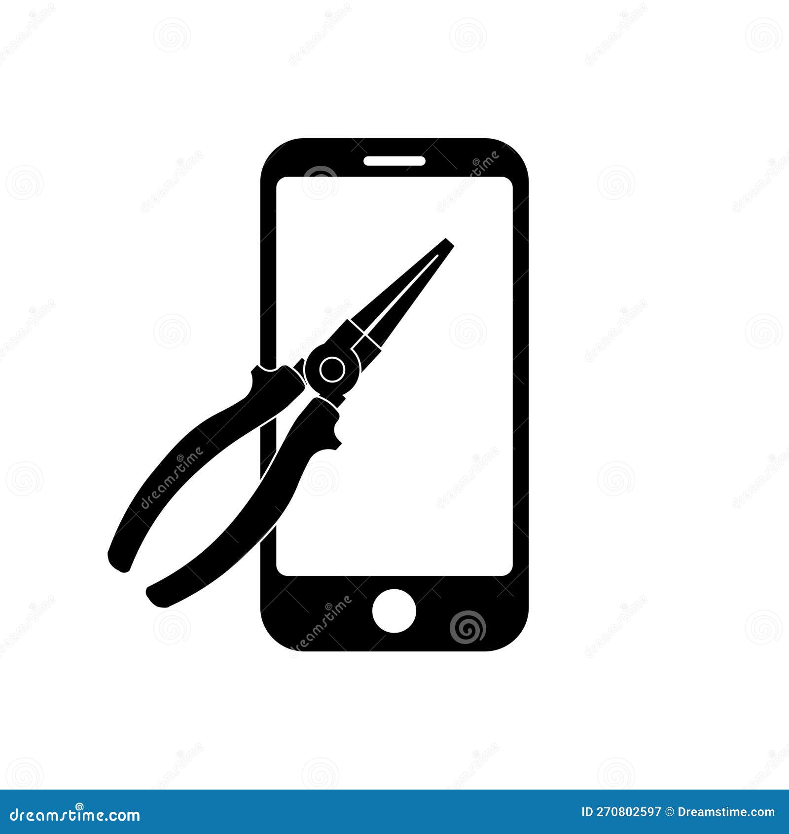 Phone with Electric Pliers Icon Symbol for App and  Stock Vector
