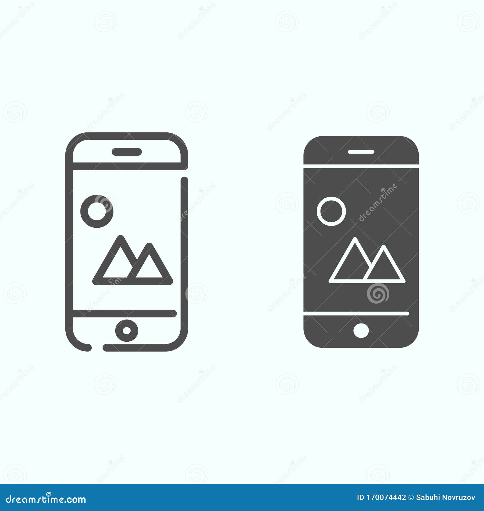 Download Phone Gallery Line And Solid Icon. Smartphone Gallery ...