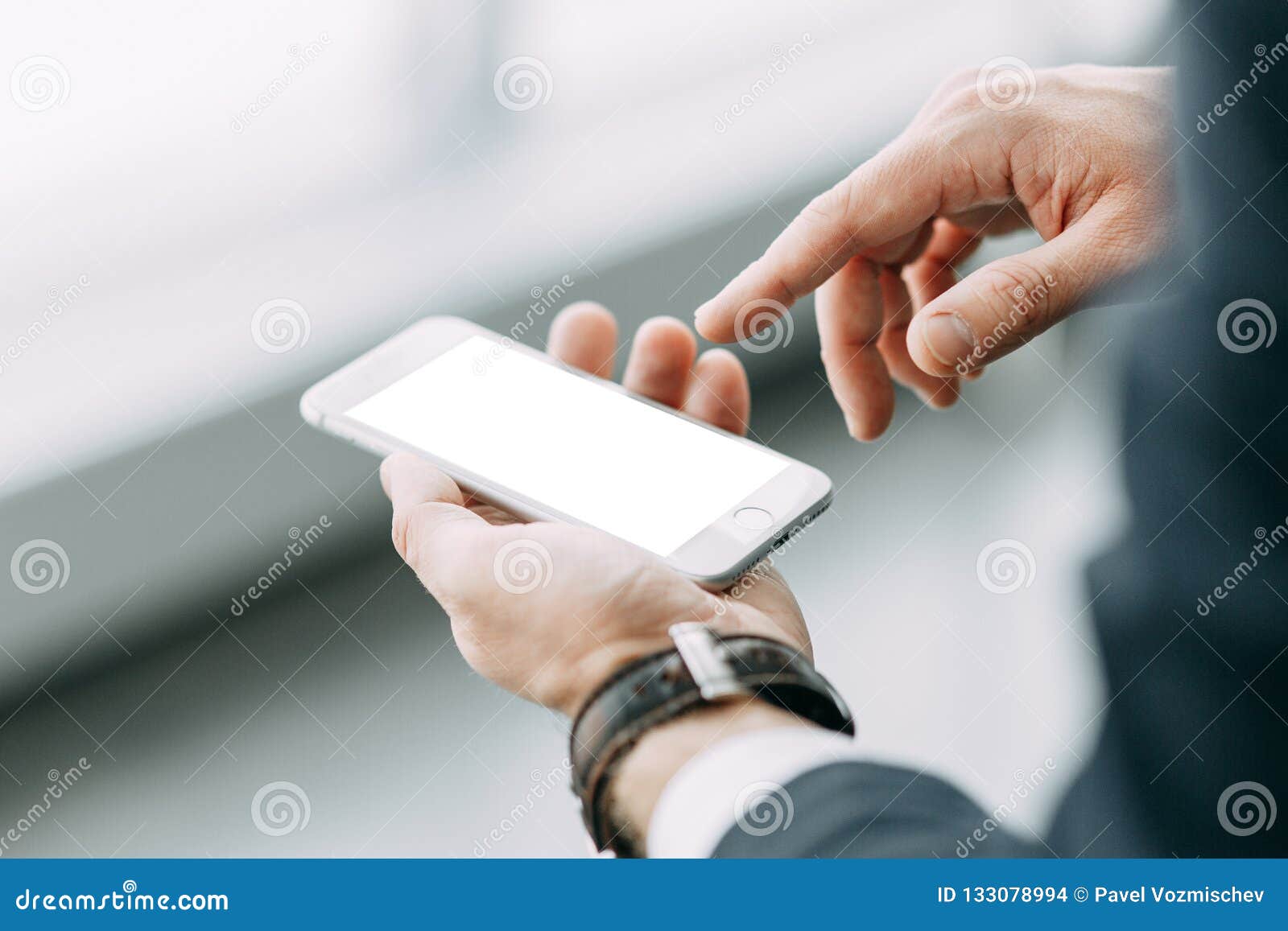 The Phone in the Hand of a Business Man Stock Photo - Image of ...