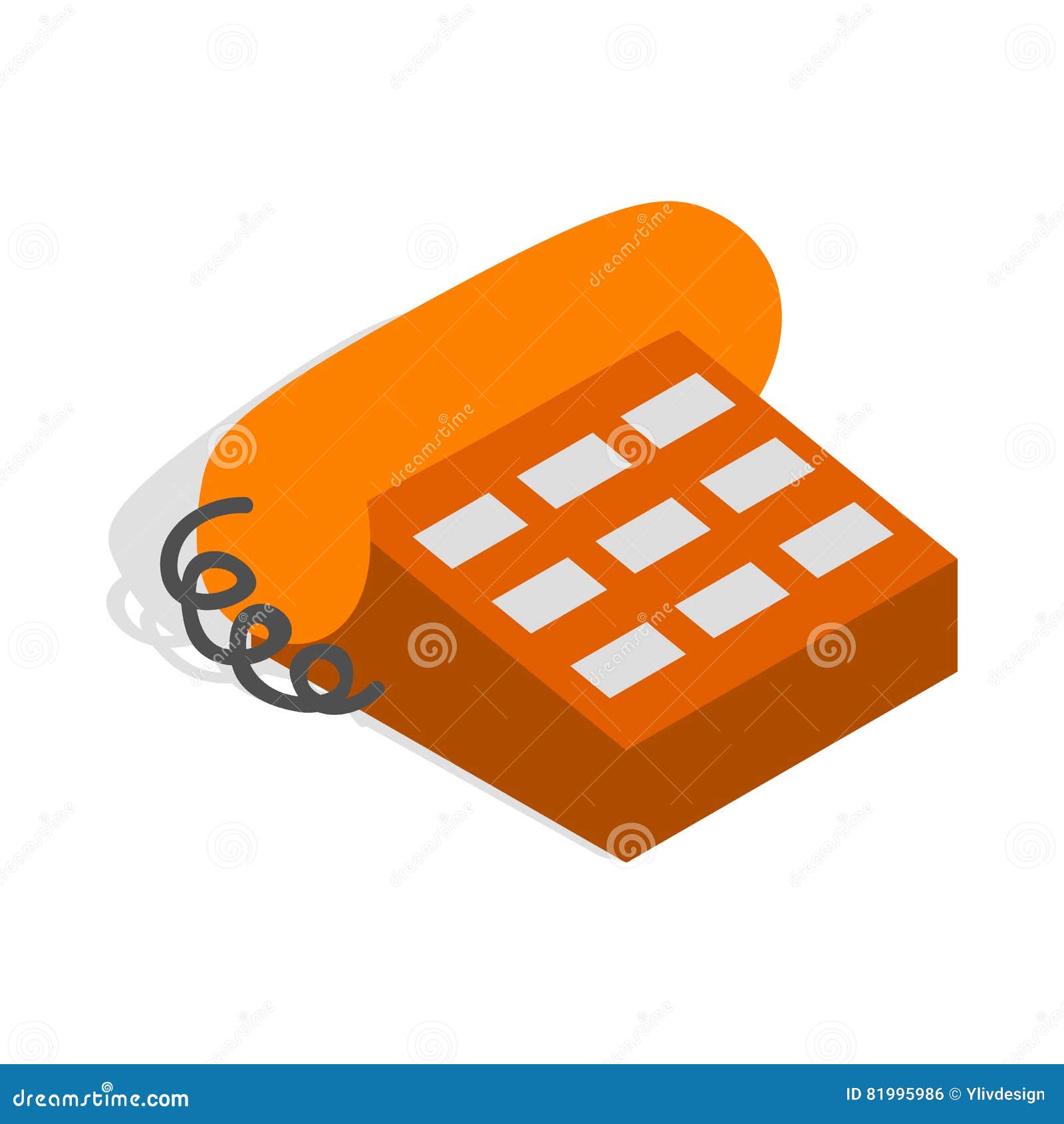 Phone Handset Icon, Isometric 3d Style Stock Vector Illustration of
