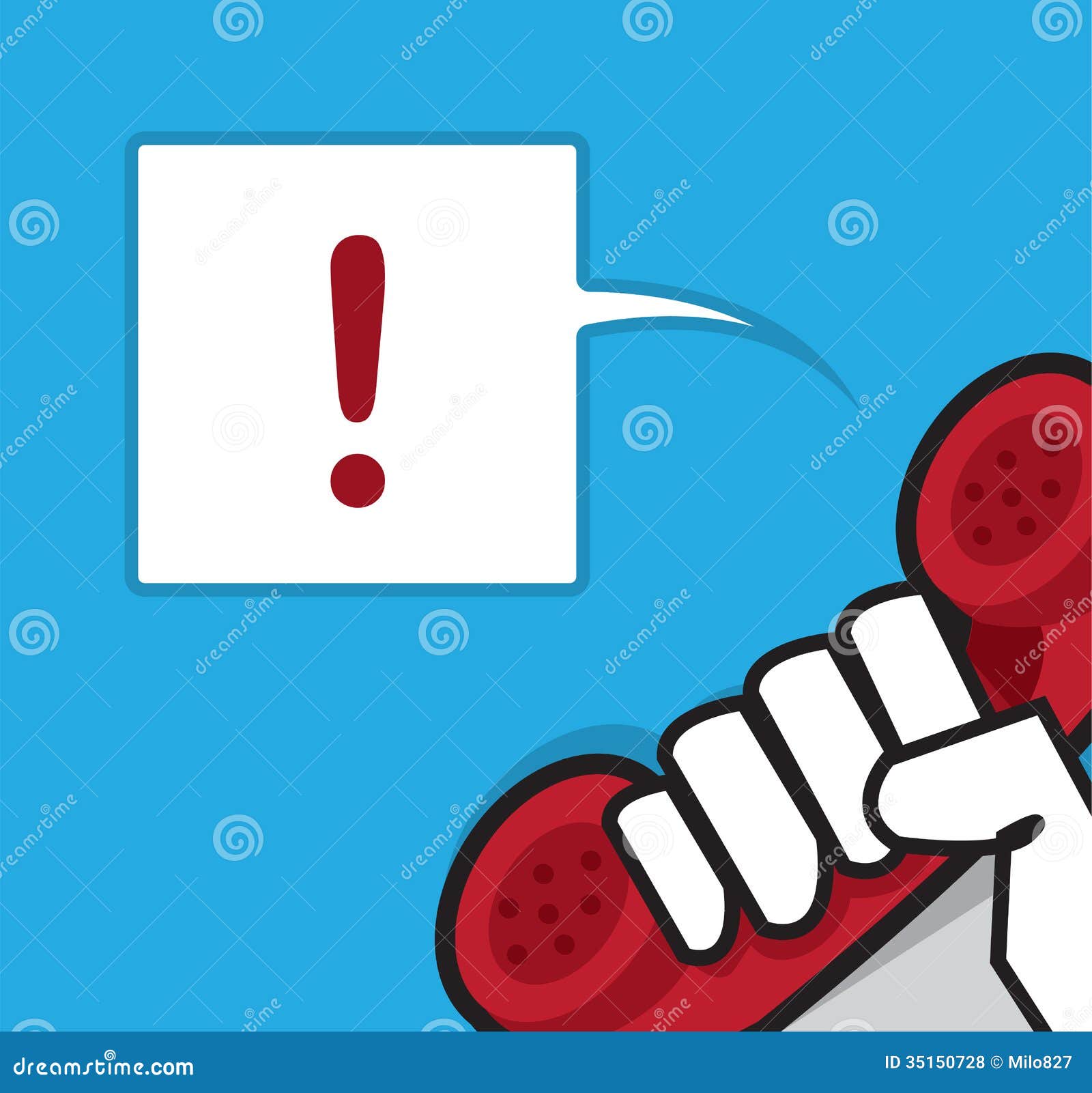 Phone Held Red Exclamation stock vector. Illustration of device - 35150728