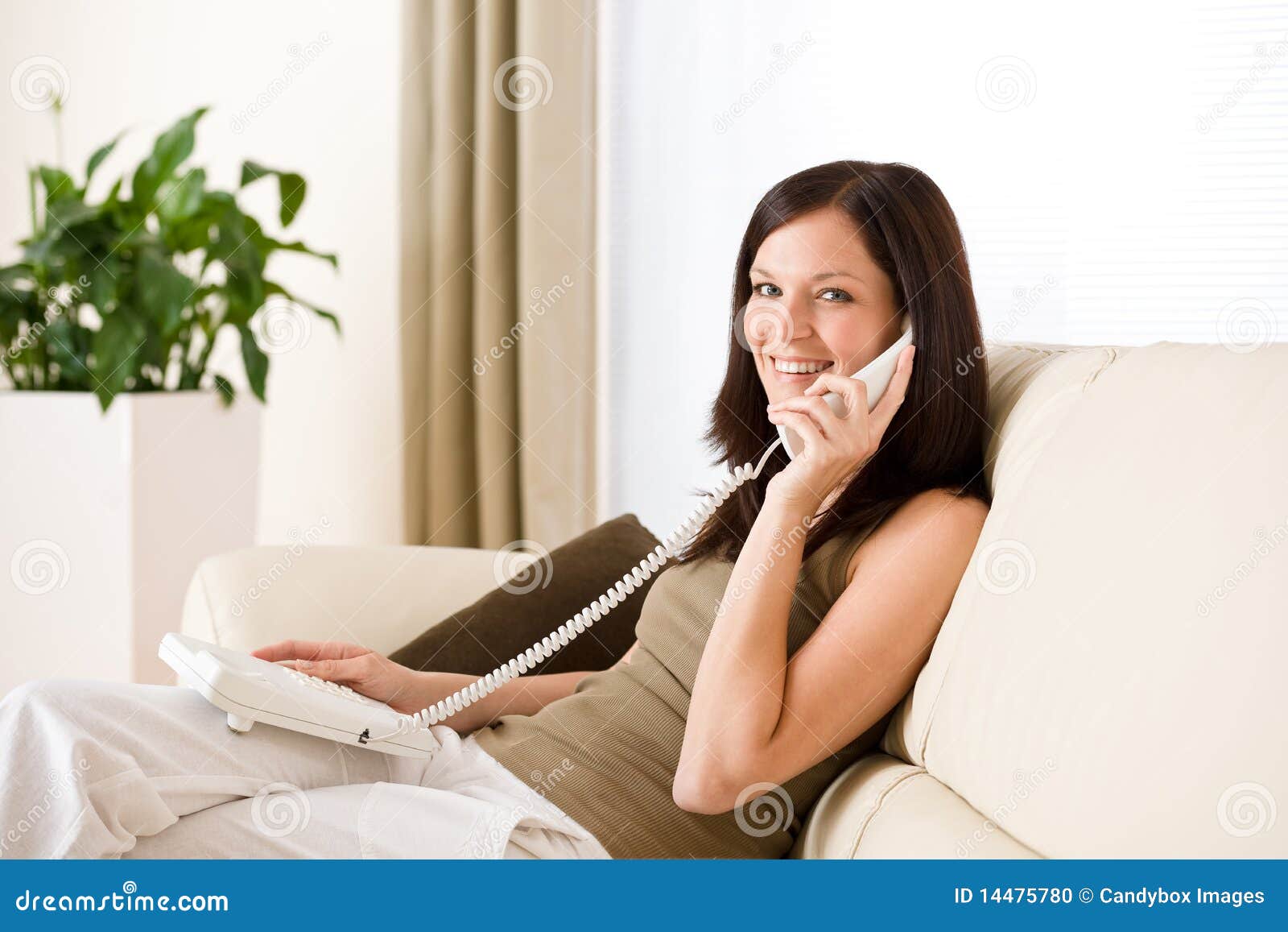 On the Phone Home: Woman Calling Stock Photo - Image of woman, chat