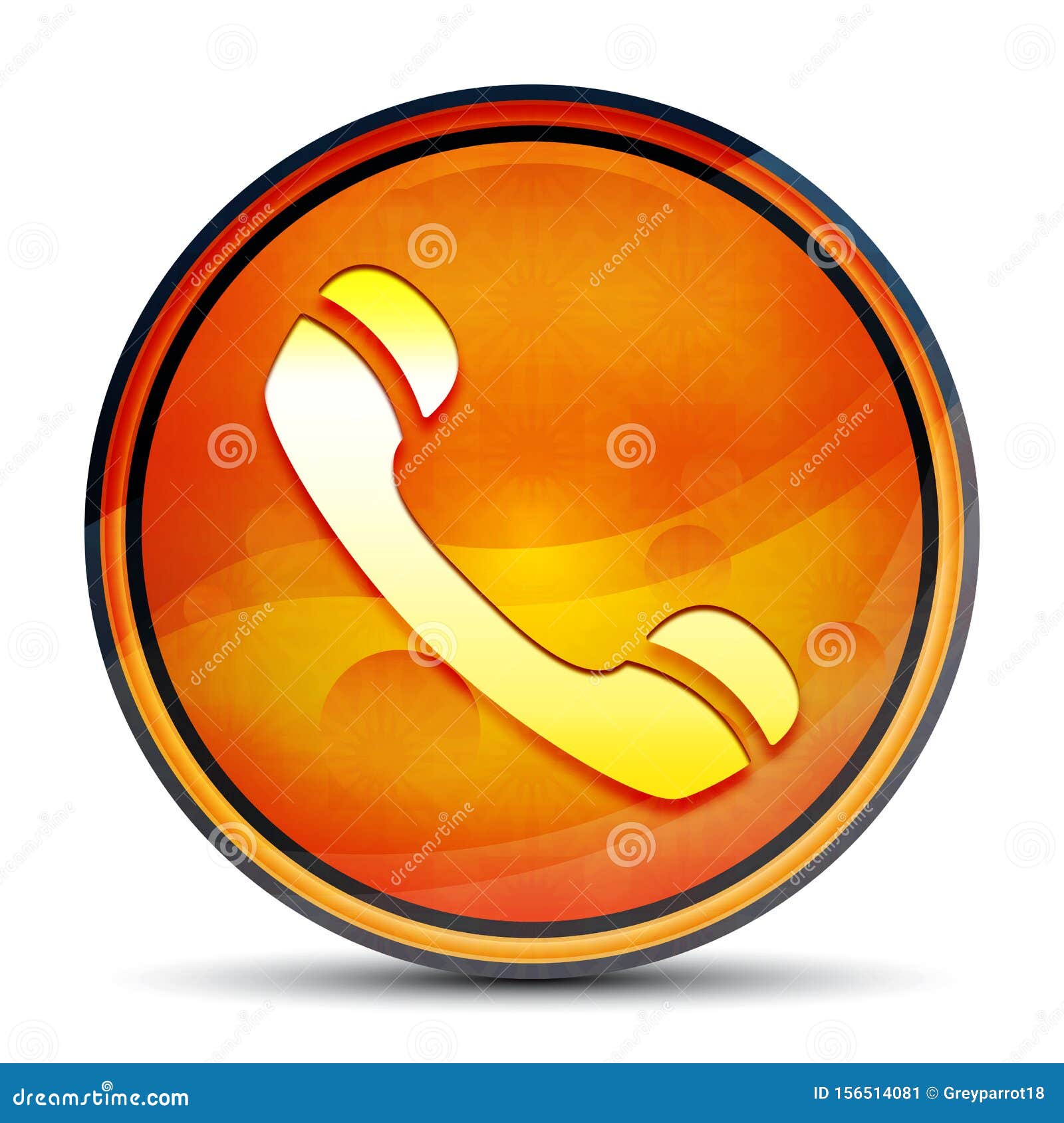Phone Icon Shiny Bright Orange Round Button Illustration Stock
