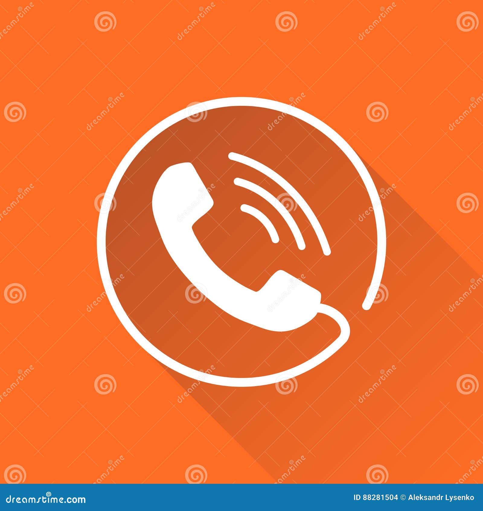 téléphone fixe sur signet orange Stock Vector