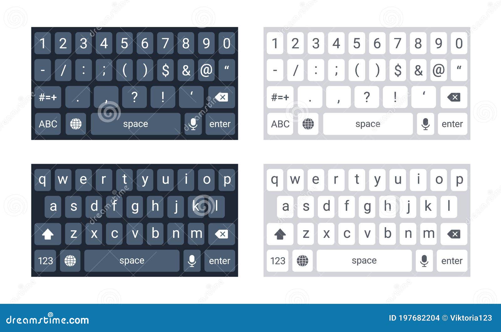 Phone Keyboard Mockup Qwerty Keypad Alphabet Buttons And Numbers In ...