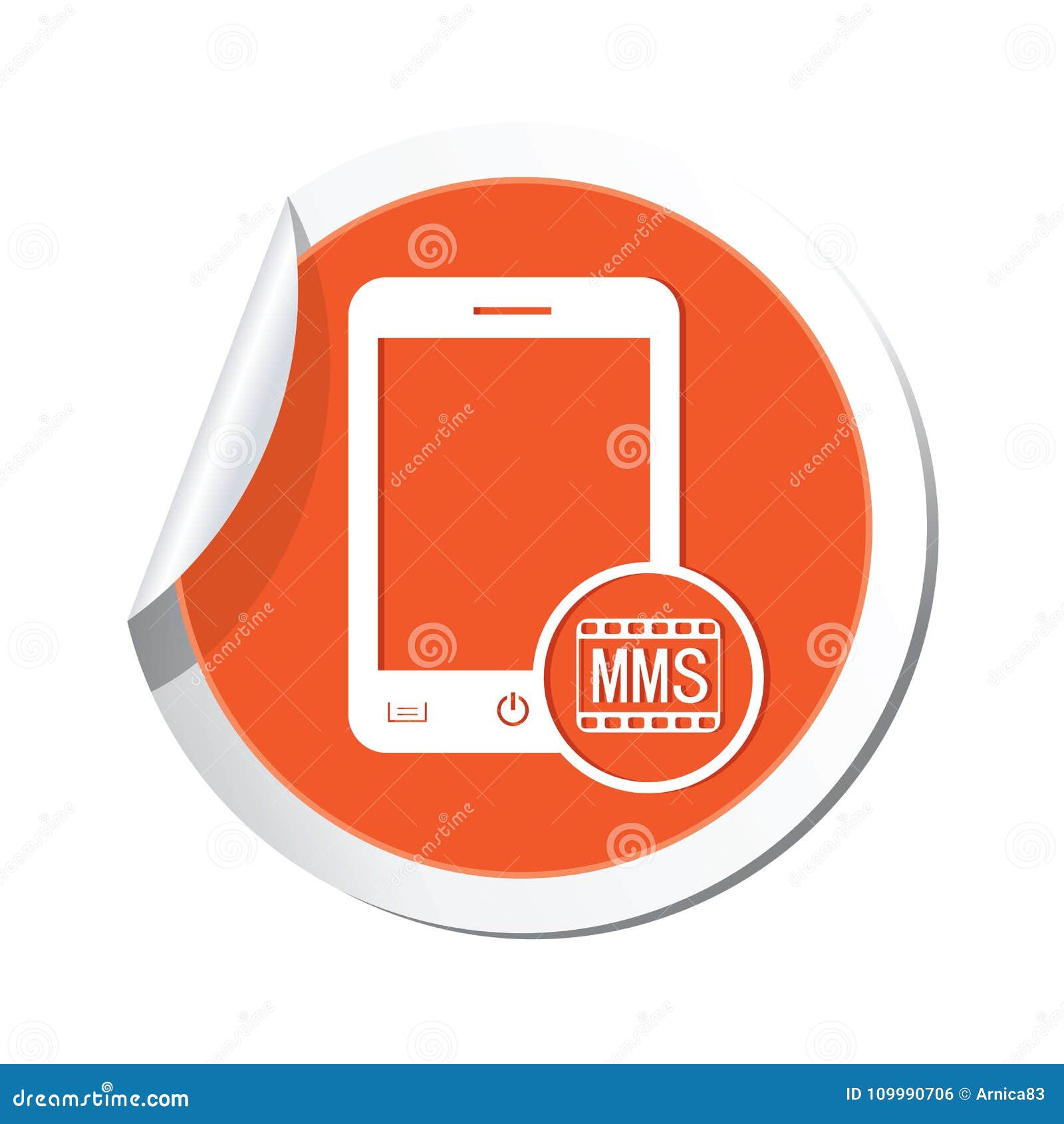 phone with mms menu icon on the sticker