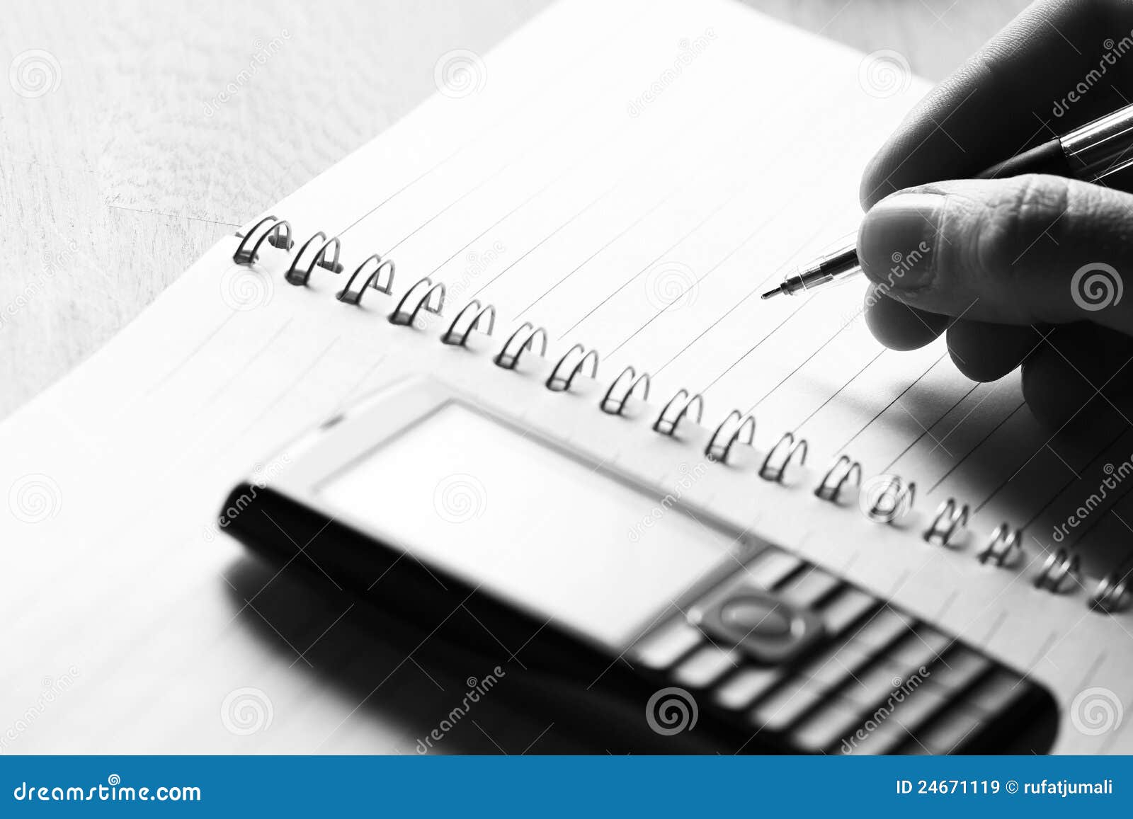 Phone and Notebook on the Desk Stock Image Image of hand, human 24671119