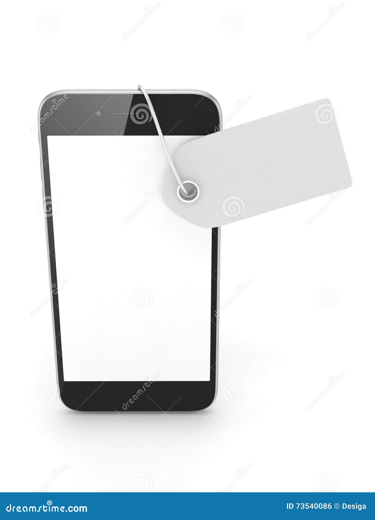 Phone with Price Tag. 3D Rendering. Stock Illustration Illustration