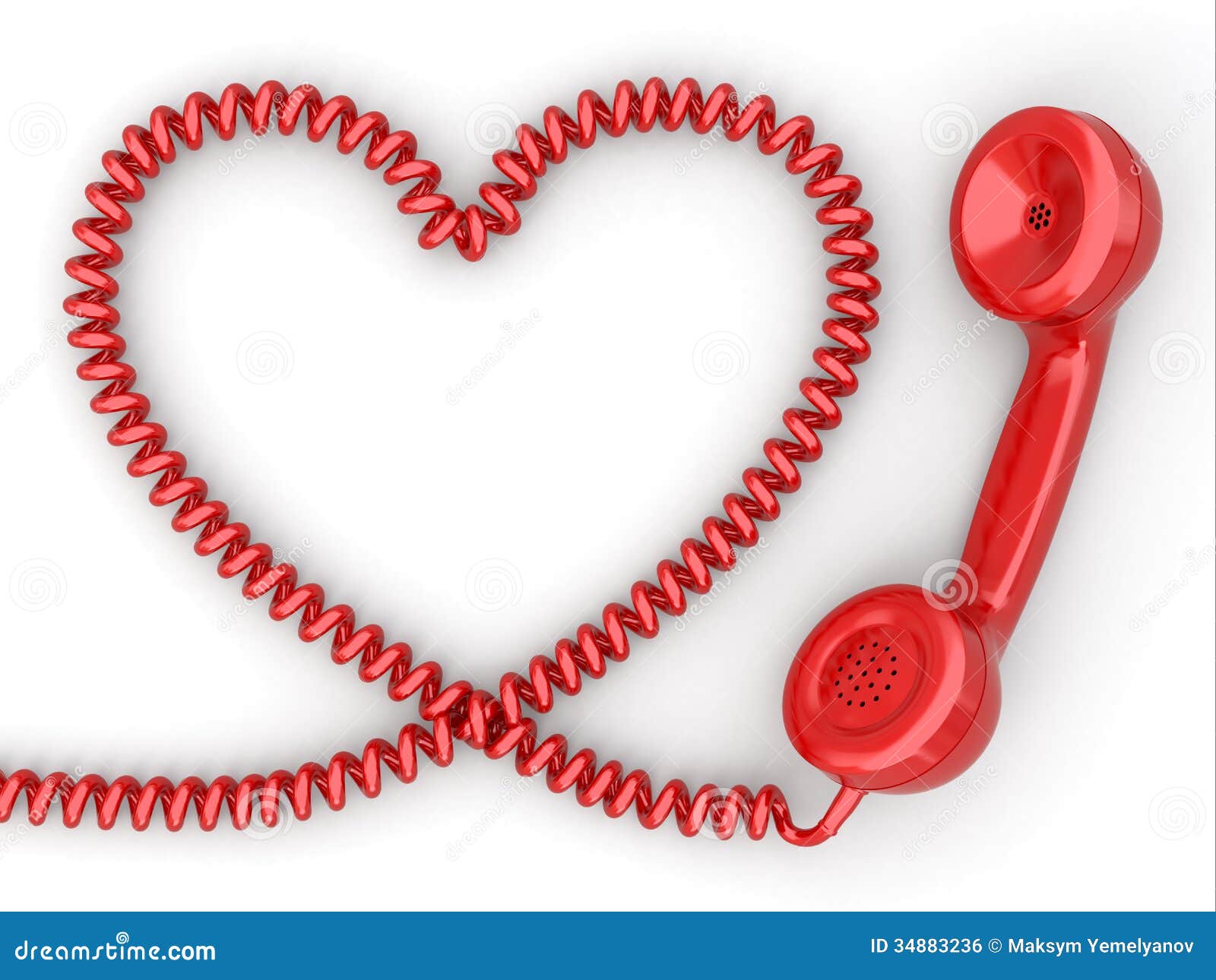 phone reciever and cord as heart. love hotline concept.