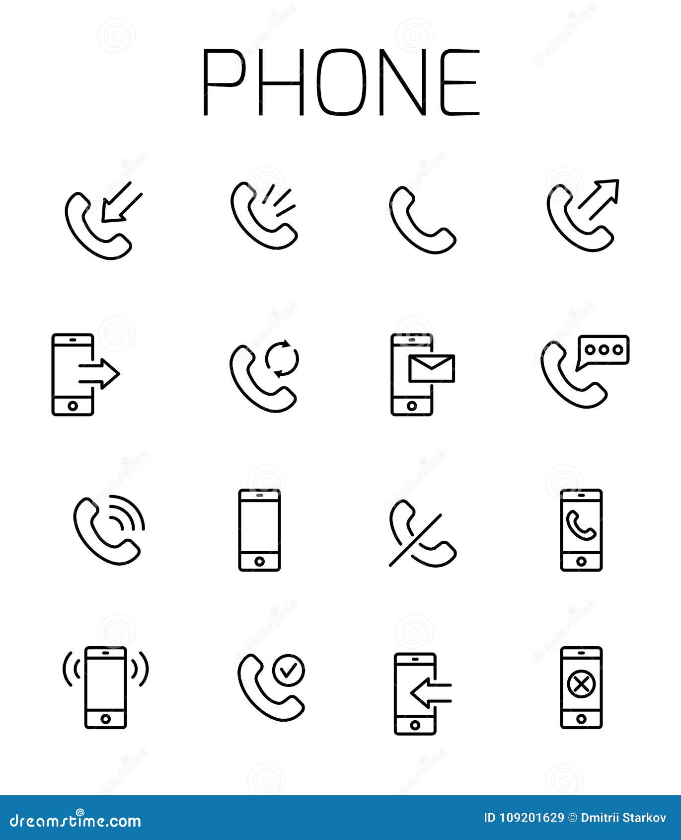 Phone Related Vector Icon Set. Stock Vector - Illustration of symbol ...