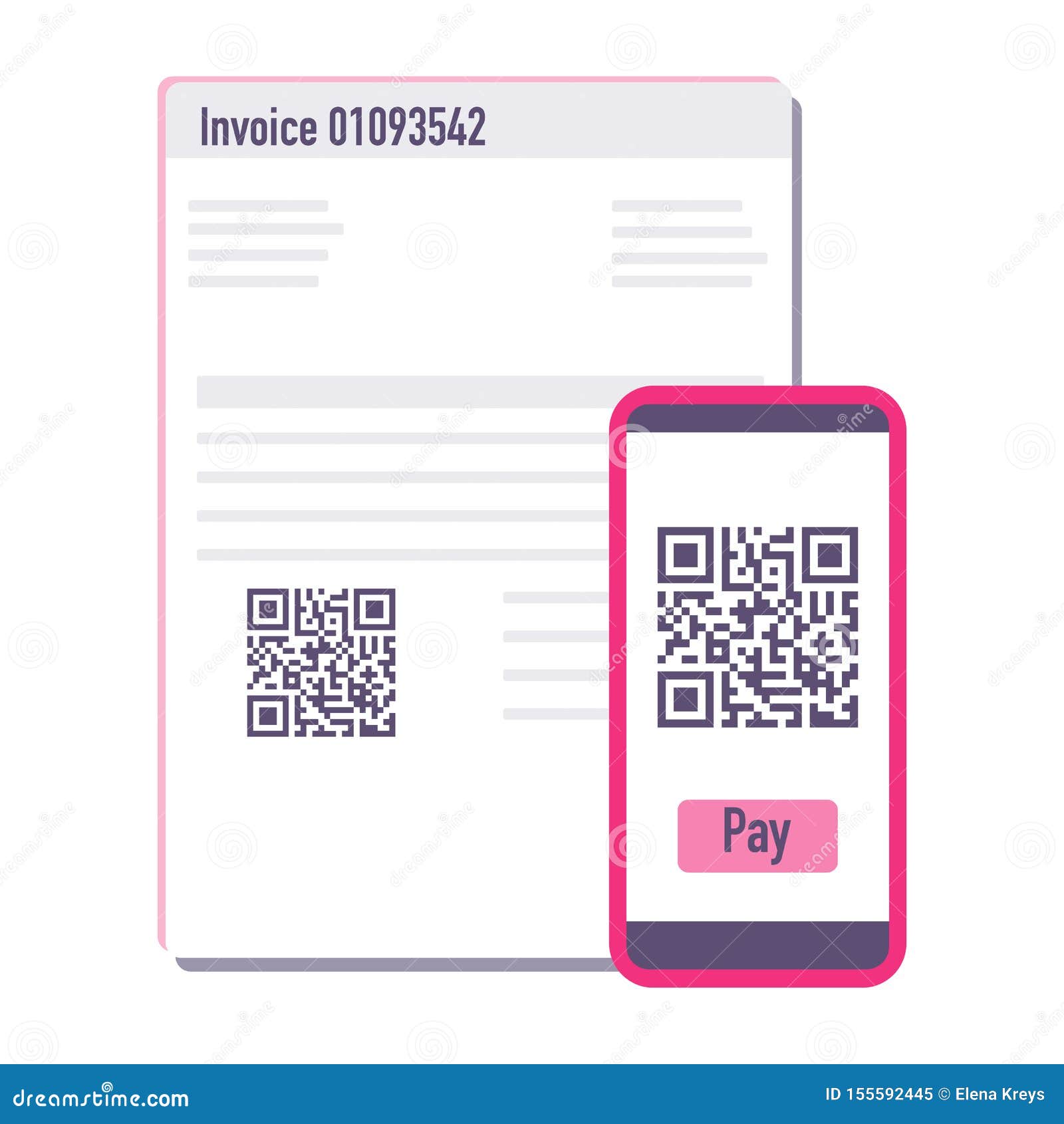Download Phone Scan Qr Code For Payment Invoice. Vector Stock ...