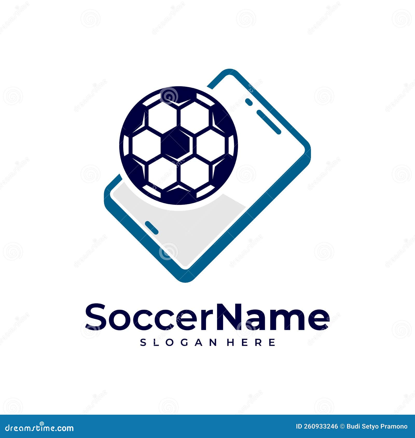 Phone Soccer Logo Template, Football Logo Design Vector Stock
