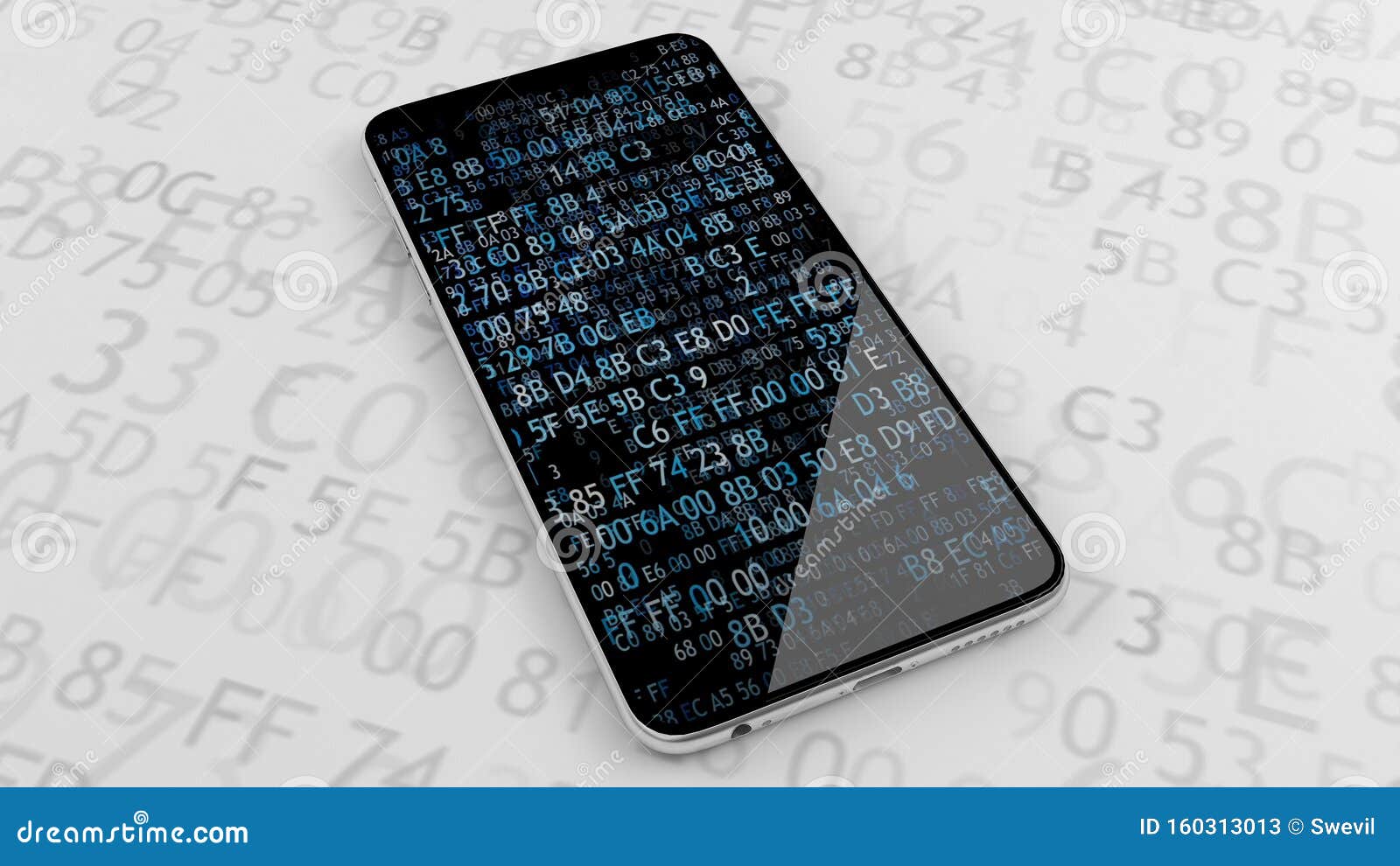 Phone with Software Code. Encryption. Encrypted Phone Secure 25. Stock