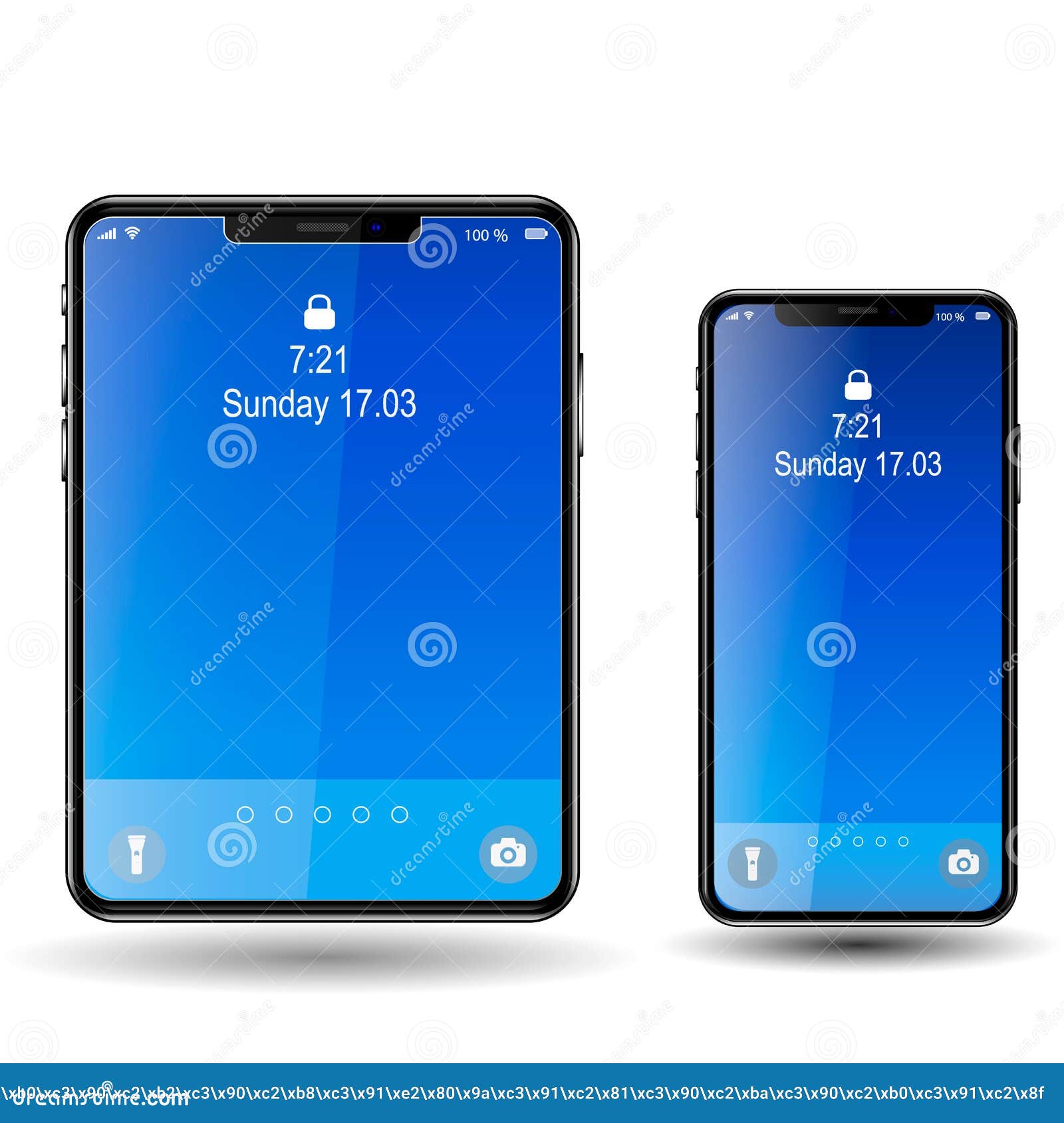Phone and Tablet, Blue Screen Editorial Stock Photo Illustration of