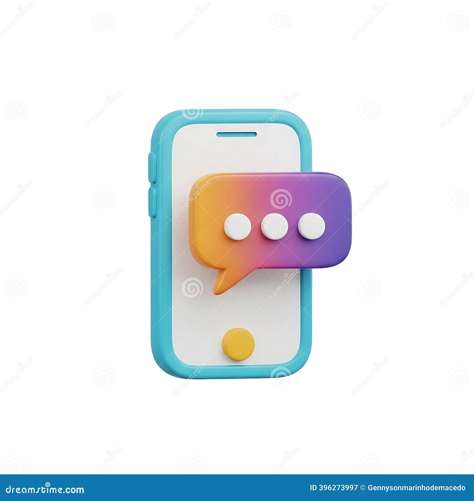 A Phone with a Turquoise Frame and a Speech Bubble with Dots Indicating  Someone is Typing a Message Stock Illustration - Illustration of digital,  typing: 396273997, image size:1600x1690