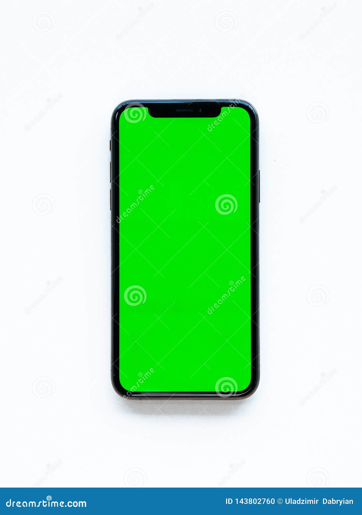 Phone XS, Phone Smartphone, Green Screen on White Background Stock ...